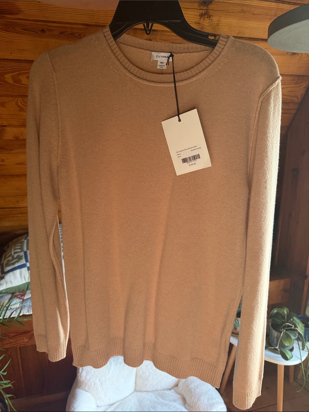 Cuyana Tan Crewneck Cashmere Blend Sweater